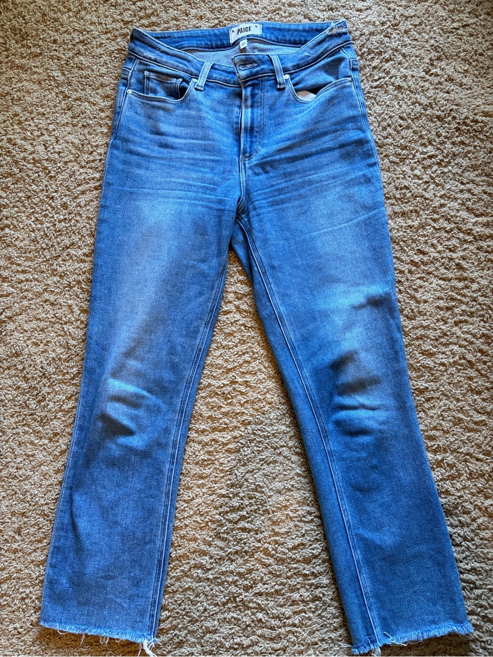 PAIGE Cindy Denim Straight-Leg Jeans in Mid Blue Wash